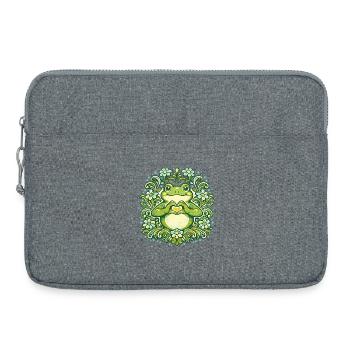 Cœur de grenouille verte dans un mandala floral - Sacoche pour ordinateur portable 15 pouces - gris chiné - Devant