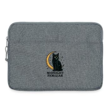 Nuit au clair de lune : Chat familier de minuit - Sacoche pour ordinateur portable 15 pouces - gris chiné - Devant
