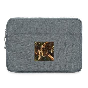 Leopard auf Ast Kraftvolles Raubkatzen Motiv - Laptoptasche 15" - Grau meliert - Vorne