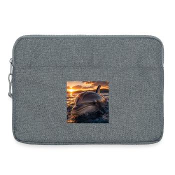 Dauphin au coucher du soleil - Sacoche pour ordinateur portable 15 pouces - gris chiné - Devant