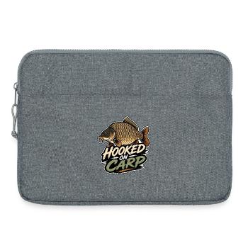 Hooked On Carp Lustiges Karpfenfischen-Design - Laptoptasche 15" - Grau meliert - Vorne