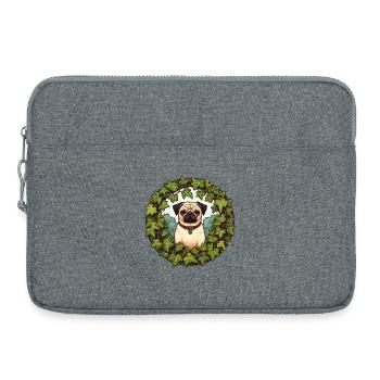 Mops im Efeukranz - Laptoptasche 15" - Grau meliert - Vorne