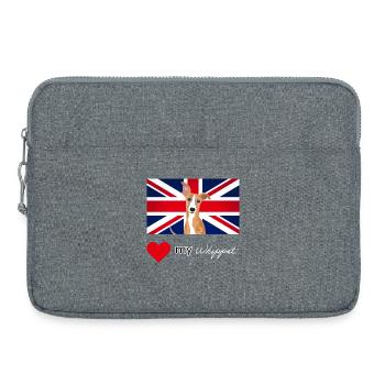 LUVMYWHIPPET (Weißer Text, Lebendig) - Laptoptasche 15" - Grau meliert - Vorne