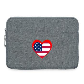 American Heart Flag – Red Patriotic Love - Sacoche pour ordinateur portable 15 pouces - gris chiné - Devant