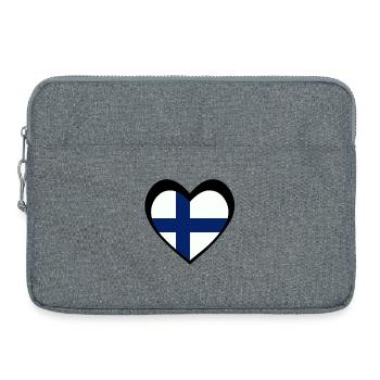 Suomi Musta Sydän – Rakkaus Suomeen - Sacoche pour ordinateur portable 15 pouces - gris chiné - Devant
