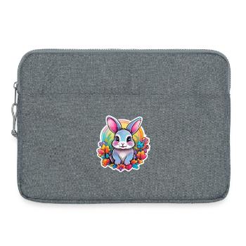 Lapin pastel Arc-en-Ciel floral - Sacoche pour ordinateur portable 15 pouces - gris chiné - Devant