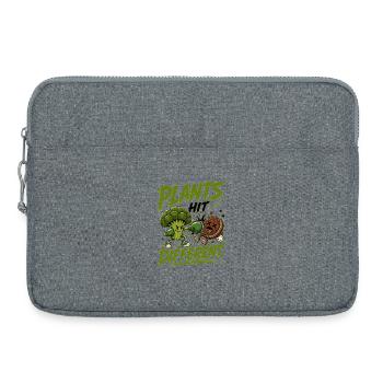 Plants Hit Different - Funny Veggie/Vegan Design - Laptop bag 15" - heather grey - Front