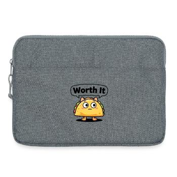 Ausdrucksstarke Taco-Katze – sogar "Worth It" - Laptoptasche 15" - Grau meliert - Vorne