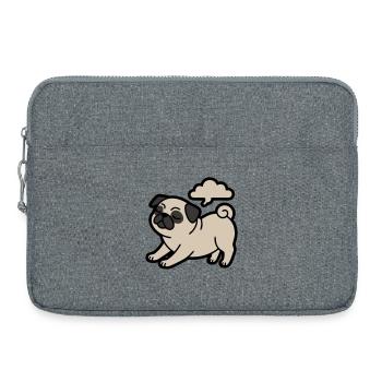 Pupsender Mops Hund Lustig - Laptoptasche 15" - Grau meliert - Vorne
