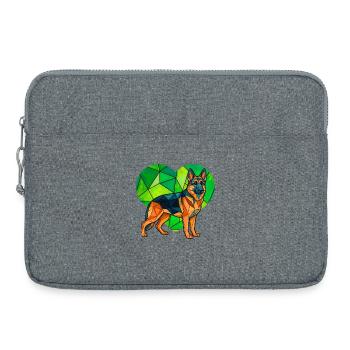 Art géométrique des animaux de compagnie en cœur de berger allemand cubiste - Sacoche pour ordinateur portable 15 pouces - gris chiné - Devant