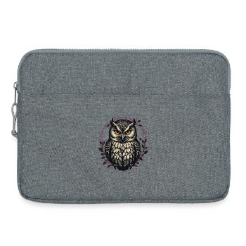 Owl's eye in a wreath of leaves - Laptop bag 15" - heather grey - Front