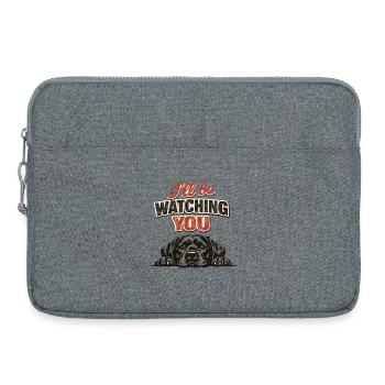 T-shirt rétro noir Labrador - Je vous observe - Sacoche pour ordinateur portable 15 pouces - gris chiné - Devant