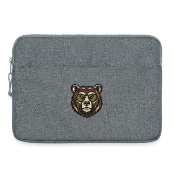Cooler Grizzly Bär mit Sonnenbrille Design - Laptoptasche 15" - Grau meliert - Vorne