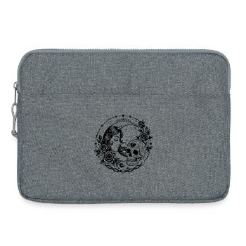 Design der gotischen Mondgöttin Schädelrose - Laptoptasche 15" - Grau meliert - Vorne