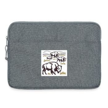 Herd of bison on the steppe - Laptop bag 15" - heather grey - Front