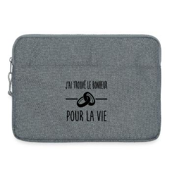 Mariage Romantique - J'ai trouvé le bonheur  - Sacoche pour ordinateur portable 15 pouces - gris chiné - Devant