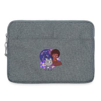 Anime Boy and Cat with Walker Art - Laptop bag 15" - heather grey - Front