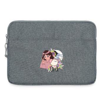 Anime Girl Peace and Dog in Wheelchair Art - Laptop bag 15" - heather grey - Front