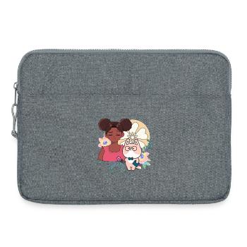 Kawaii Girl, Cyborg Dog and Flowers - Laptop bag 15" - heather grey - Front