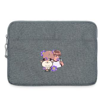 Bubble Tea Time & Deer with Walker - Laptop bag 15" - heather grey - Front