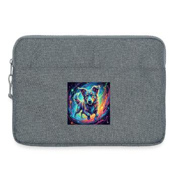 Neonfarbiger Hund im Farbwirbel - Laptoptasche 15" - Grau meliert - Vorne