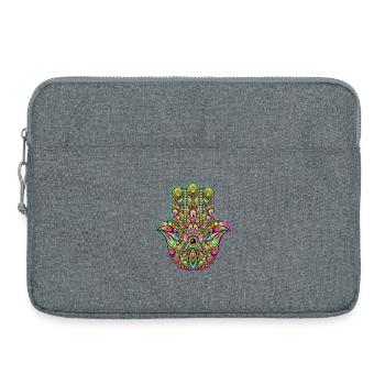 Hamsa Hand Trippy Psychedelic Art - Laptop bag 15" - heather grey - Front