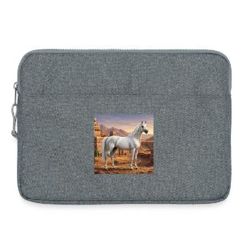 Ein Abbayan-Pferd und eine Landschaft des Jemen - Laptoptasche 15" - Grau meliert - Vorne