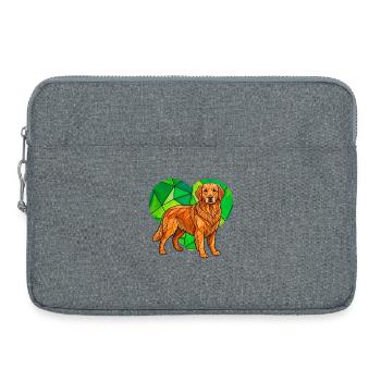 Art géométrique pour animaux de compagnie en cœur de Golden Retriever cubiste - Sacoche pour ordinateur portable 15 pouces - gris chiné - Devant