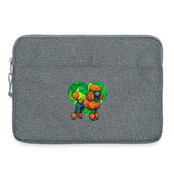 Motif de cœur en mosaïque de caniche géométrique - Sacoche pour ordinateur portable 15 pouces - gris chiné - Devant