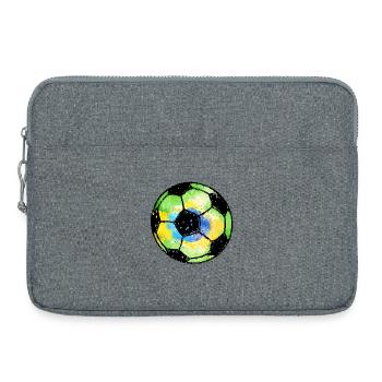 Fußball Brasilien - grün gelb blau - Aquarell - Laptoptasche 15" - Grau meliert - Vorne