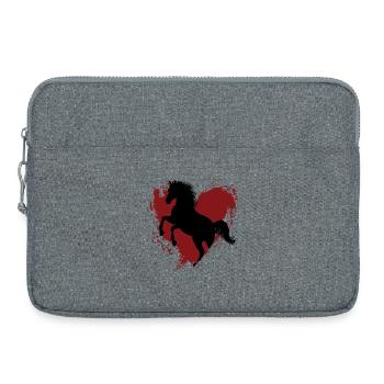 La silhouette du cheval Abbayan cabré et un coeur - Sacoche pour ordinateur portable 15 pouces - gris chiné - Devant