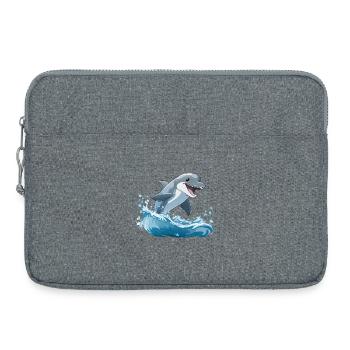 Saut de requin par-dessus les vagues - Sacoche pour ordinateur portable 15 pouces - gris chiné - Devant