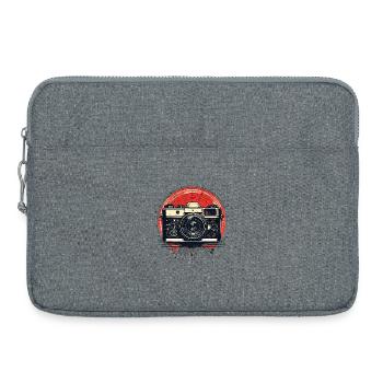 Vintage camera with red circle - Laptop bag 15" - heather grey - Front