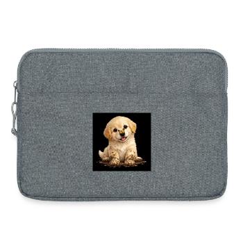 Kleiner süßer Welpe spielt draußen - Laptoptasche 15" - Grau meliert - Vorne