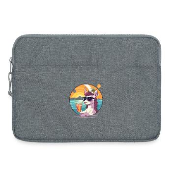 Fête des Lamas du Coucher du Soleil - Sacoche pour ordinateur portable 15 pouces - gris chiné - Devant