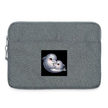 Maman dauphin et son bébé se câlinent ensemble - Sacoche pour ordinateur portable 15 pouces - gris chiné - Devant