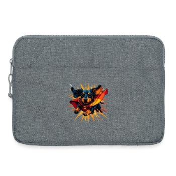 Superhelden-Dackel Cape - Laptoptasche 15" - Grau meliert - Vorne