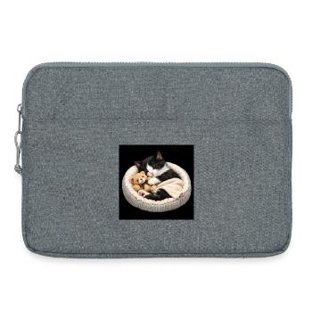 kitten sleeps with her teddy bear - Laptop bag 15" - heather grey - Front