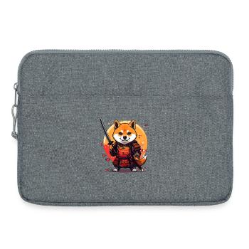 Shiba Inu Samurai in armor design - Laptop bag 15" - heather grey - Front