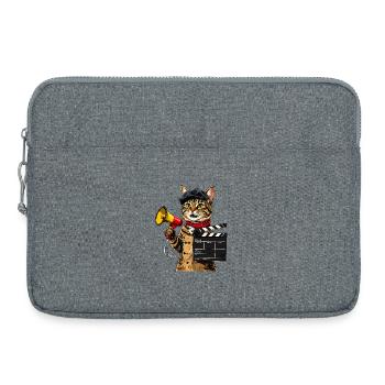 Cinema Cat Director: Film Cat with Megaphone - Laptop bag 15" - heather grey - Front