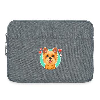 Yorkshire Terrier (Comic Portrait) - Laptop bag 15" - heather grey - Front