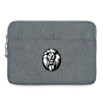 Lion Prédateur – Graphique vectoriel monochrome - Sacoche pour ordinateur portable 15 pouces - gris chiné - Devant