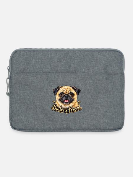 Mops voller Liebe - Laptoptasche 15" - Grau meliert