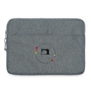 nostalgic stylized sewing machine with buttons - Laptop bag 15" - heather grey - Front