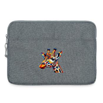 Giraffe farbig und bemalt wie Harlekin - Laptoptasche 15" - Grau meliert - Vorne