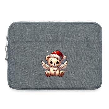 Teddybär Engel-süßer Begleiter der Weihnachtszeit - Laptoptasche 15" - Grau meliert - Vorne