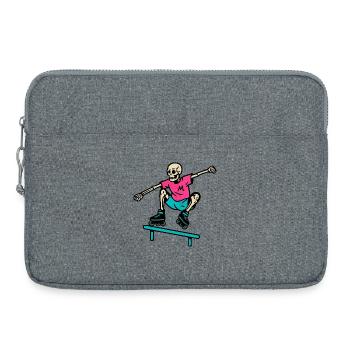 Neon skeleton grinds on inline skates - Laptop bag 15" - heather grey - Front