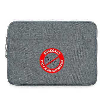 Rückgrat statt Wurstgefresse! WUNSCHFARBEN Wurst1 - Laptoptasche 15" - Grau meliert - Vorne