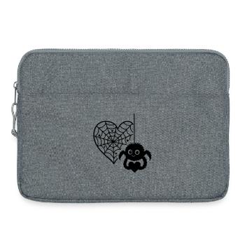 Flauschige_Spinne_und_Herzspinnennetz mit Herz - Laptoptasche 15" - Grau meliert - Vorne