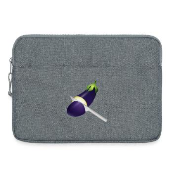 Leuchtende Aubergine mit Küchenmesser - Laptoptasche 15" - Grau meliert - Vorne